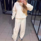 Damen Sportliches Lounge-Set mit gepunktetem Muster und elastischem Bund R&B
