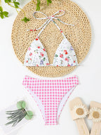 Damen Bikiniset mit floralem Muster und Gingham-Design R&B