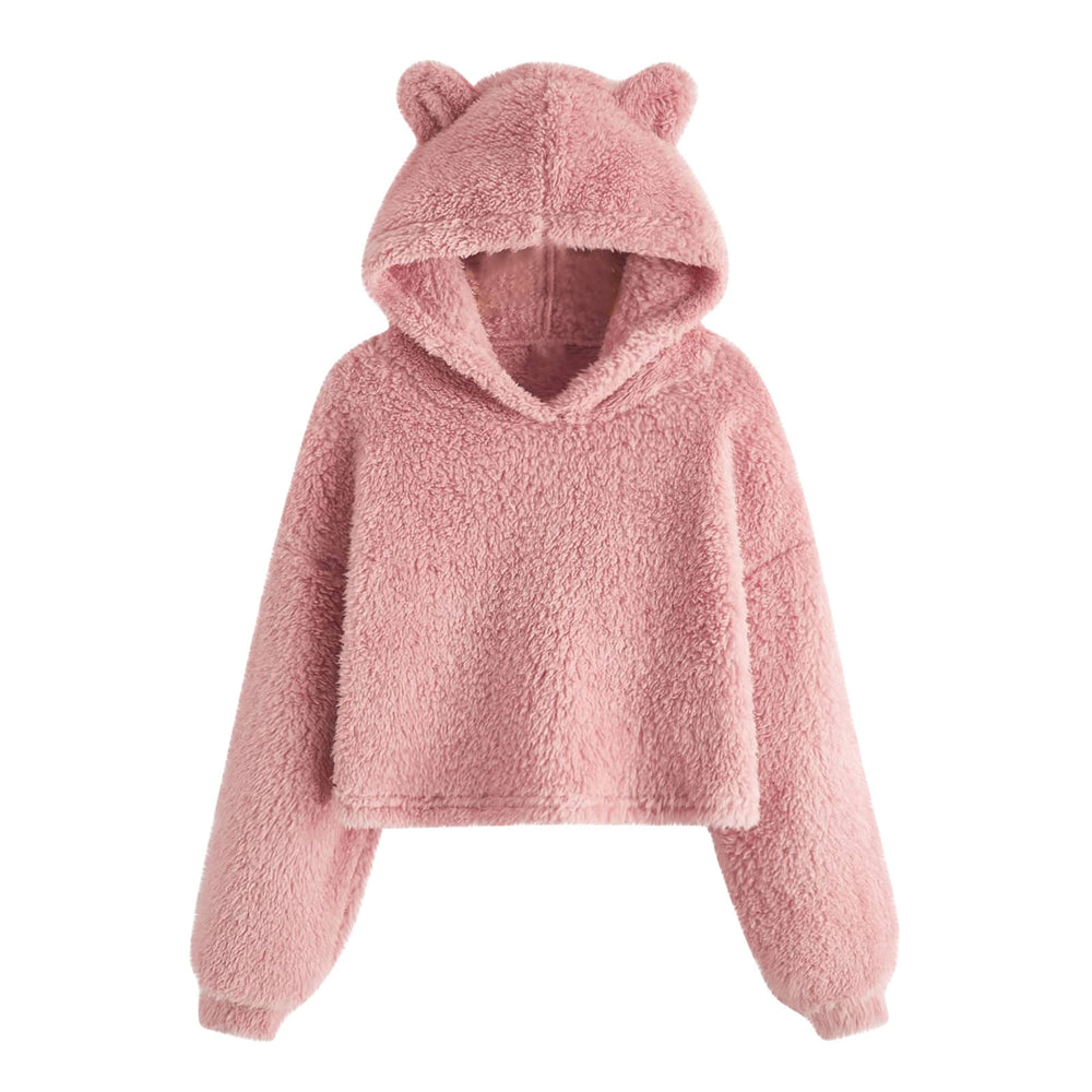Damen Kuscheliger Fleece Hoodie mit Bärenohren R&B