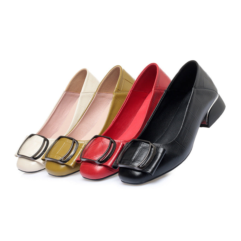 Damen elegante Ballerinas mit modischem Schmuckdetail und bequemem Blockabsatz R&B