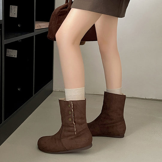 Damen Komfortable Winterboots mit kuscheligem Futter und eleganter Knopfverzierung R&B