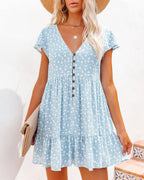 Damen Sommerkleid mit floralen Mustern und Knopfdetails R&B