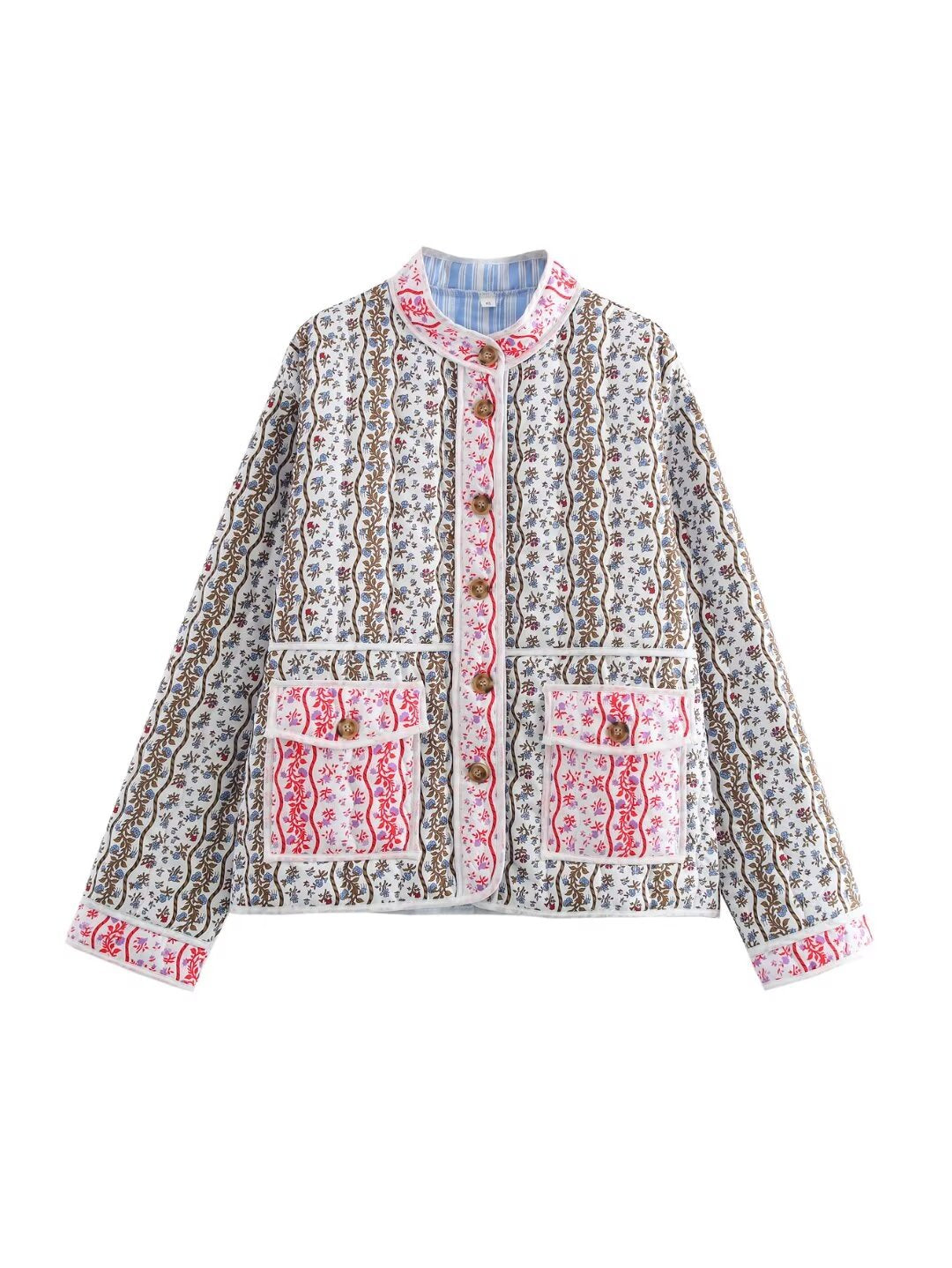 Damen Steppjacke mit floralen Mustern und praktischen Taschen R&B
