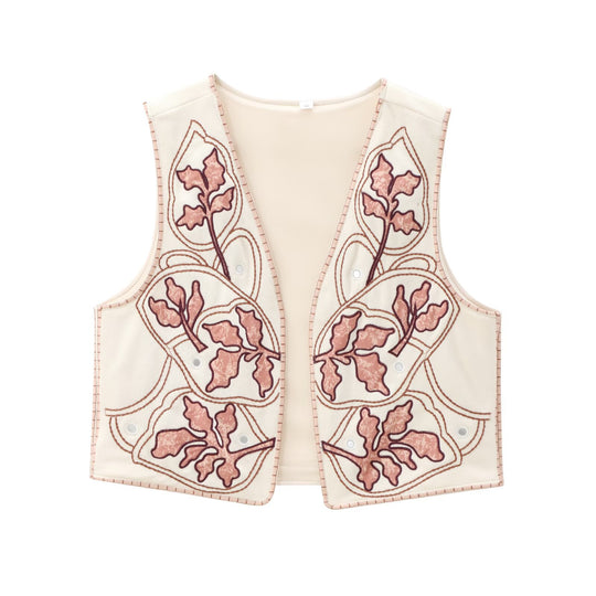Damen dekorative Weste mit floralem Stickdesign R&B