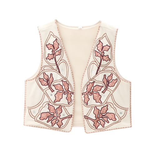 Damen dekorative Weste mit floralem Stickdesign R&B