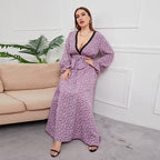 Damen Maxikleid mit elegantem V-Ausschnitt und Rüschendetails R&B