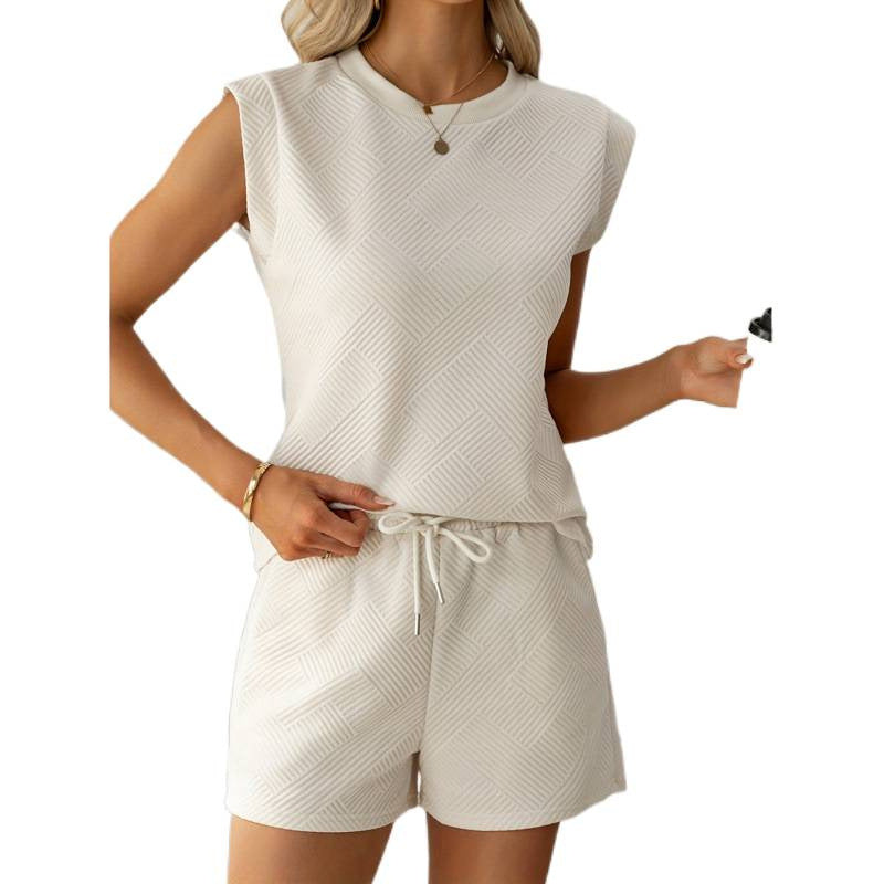 Damen Kurzarm-Overall mit Rüschendetails und Bindegürtel R&B