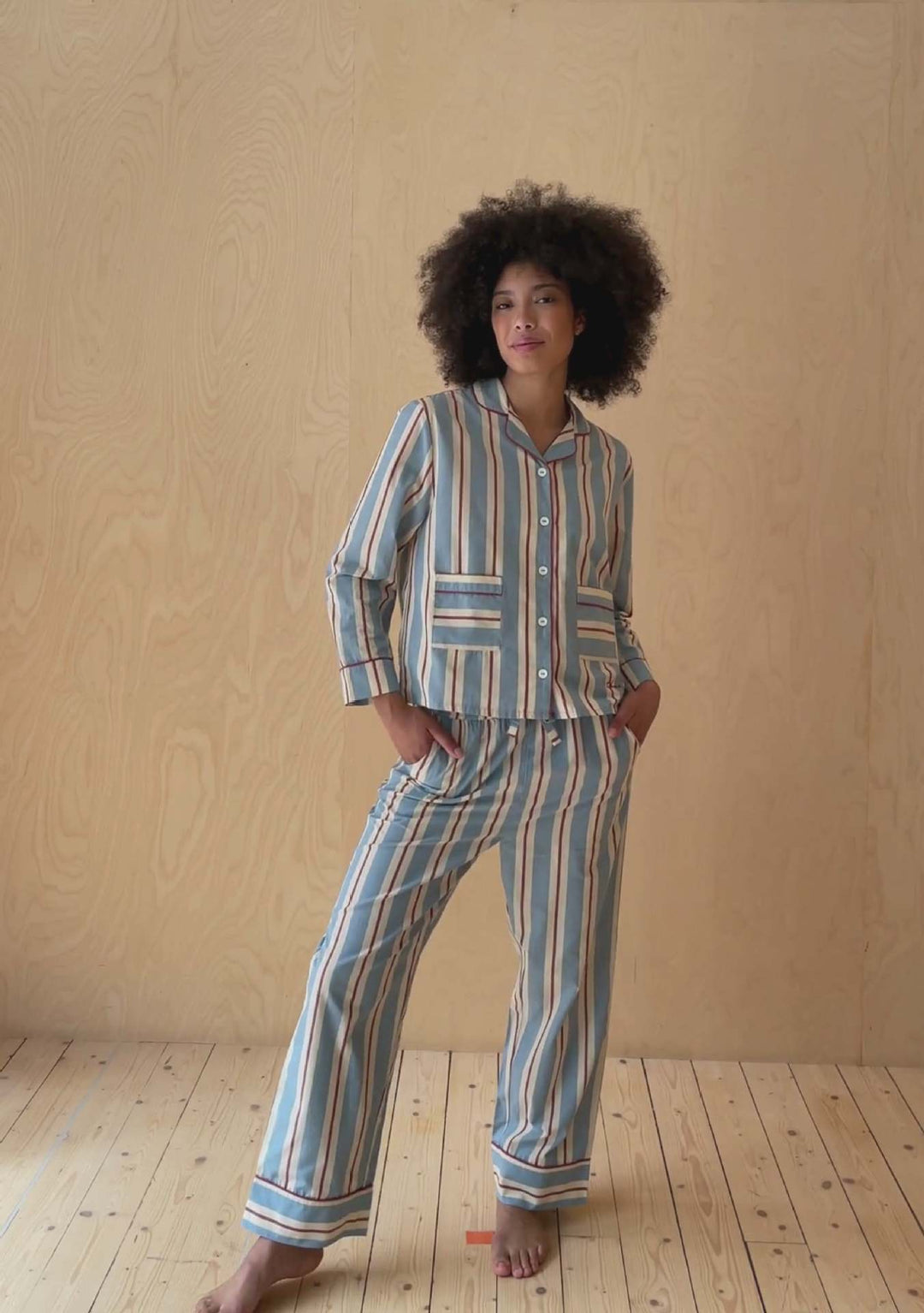 Damen Pyjama-Set mit modischem Streifenmuster R&B