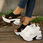 Damen Sneakersandaletten mit hohem Plateau und Netz-Obermaterial