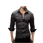 Herren Denim Hemd mit stylishen Pattentaschen und modischem Slim-Fit