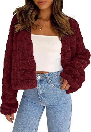 Damen Flauschige und modische Kurzjacke R&B