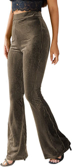 Damen Bootcut-Hose mit Rippstruktur und hohem Bund R&B