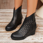 Damen Wedge-Stiefeletten mit perforiertem Obermaterial R&B