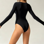 Damen eleganter Langarmbody mit modischem Ausschnitt R&B