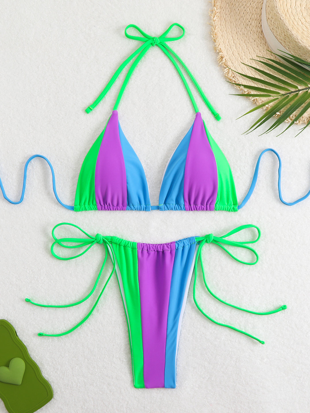 Damen Bikini-Set mit trendy Farbblock-Design und verstellbaren Bändchen R&B