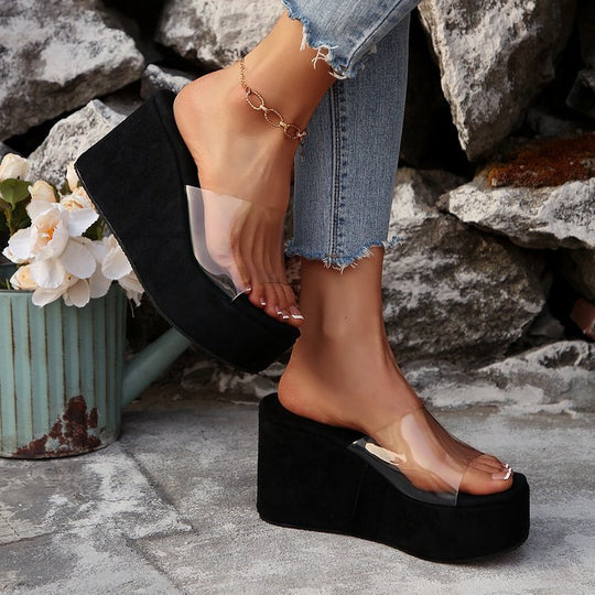 Damen Wedge-Pantoletten mit elegantem Stoffoberteil und komfortablem Fußbett R&B