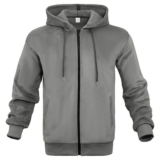 Herren sportlicher Zip-Hoodie aus atmungsaktivem Material mit Taschen R&B