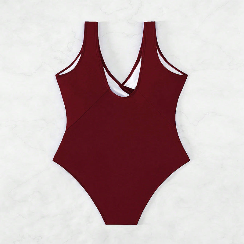 Damen eleganter Einteiler Badeanzug mit Wickeldetail