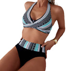 Damen Hochtailliertes Bikini-Set mit modischem Wickel-Oberteil R&B