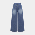 Damen modische High-Waist Jeans mit weitem Bein