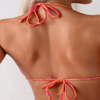 Damen Triangel-Bikini mit elastischen Bindändern und floralem Muster