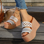 Damen Wedge-Sandalen mit geflochtenem Riemen und rutschfester Sohle