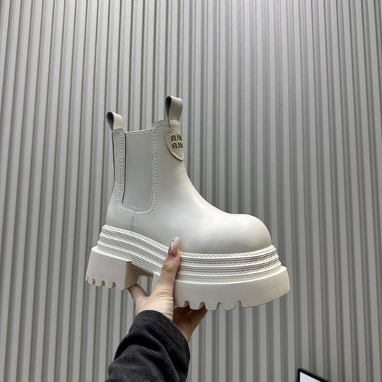Damen Modische Chelsea-Boots mit Plateau und elastischen Einsätzen R&B