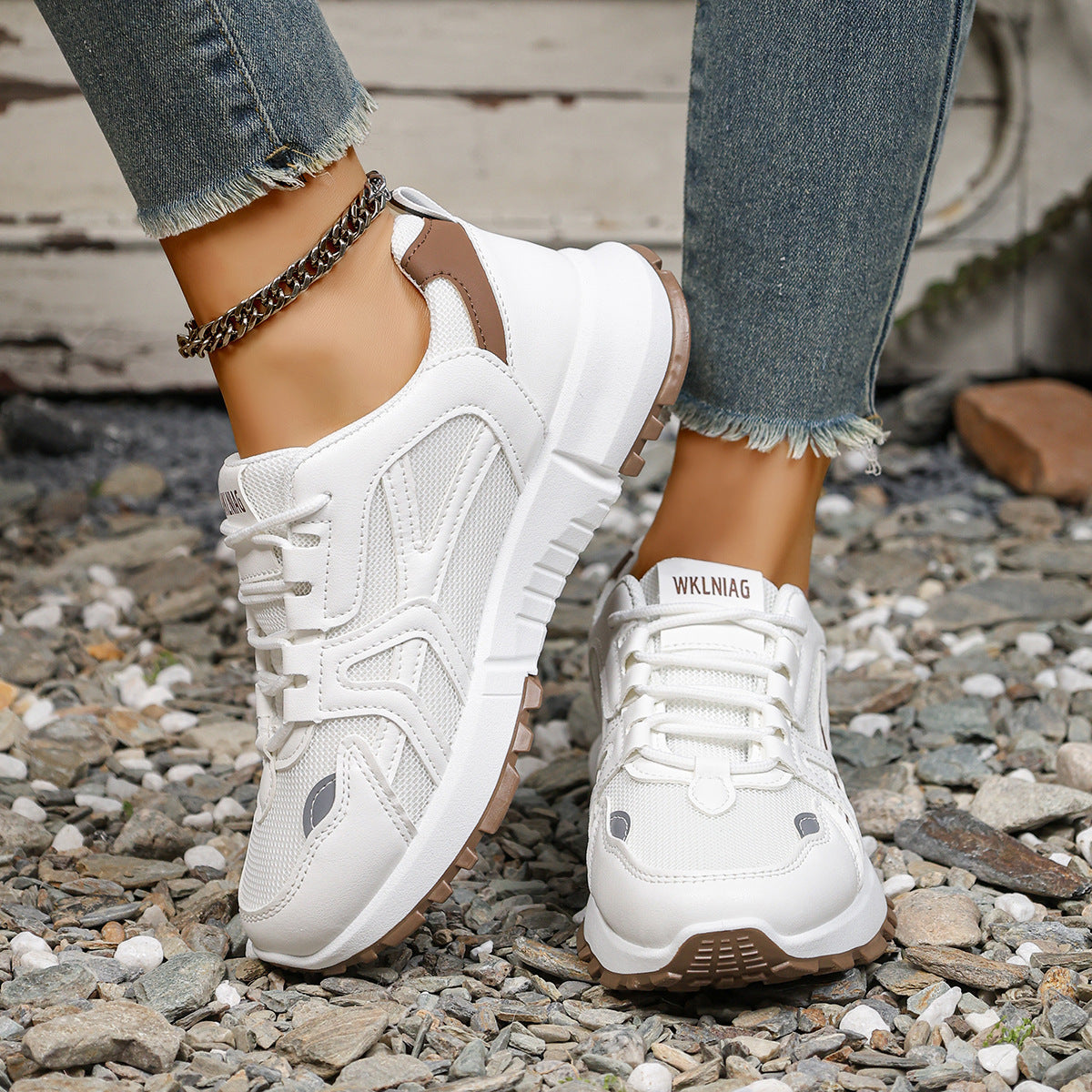 Damen Sportliche Sneaker mit atmungsaktivem Mesh-Obermaterial und rutschfester Sohle R&B