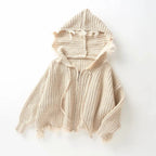Damen lockerer Strickhoodie mit Übergroßer Kapuze und Fransen R&B