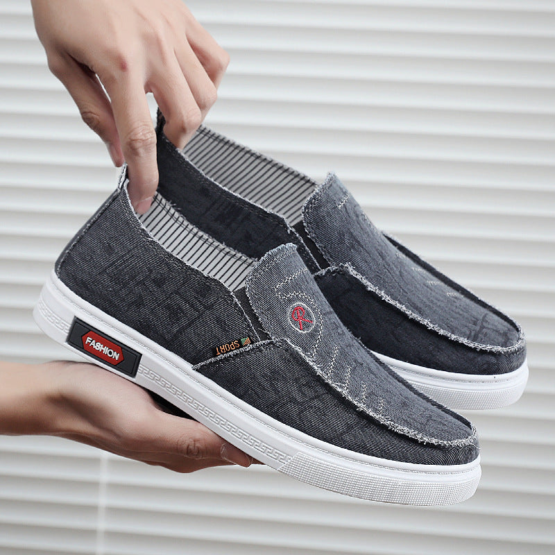 Damen lässige Slip-On Schuhe mit elastischem Einsatz und modischem Denim-Design R&B