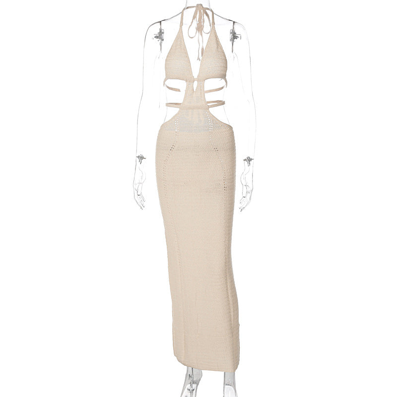 Damen Strick-Tankkleid mit cut-out Details und länglichem Schnitt R&B