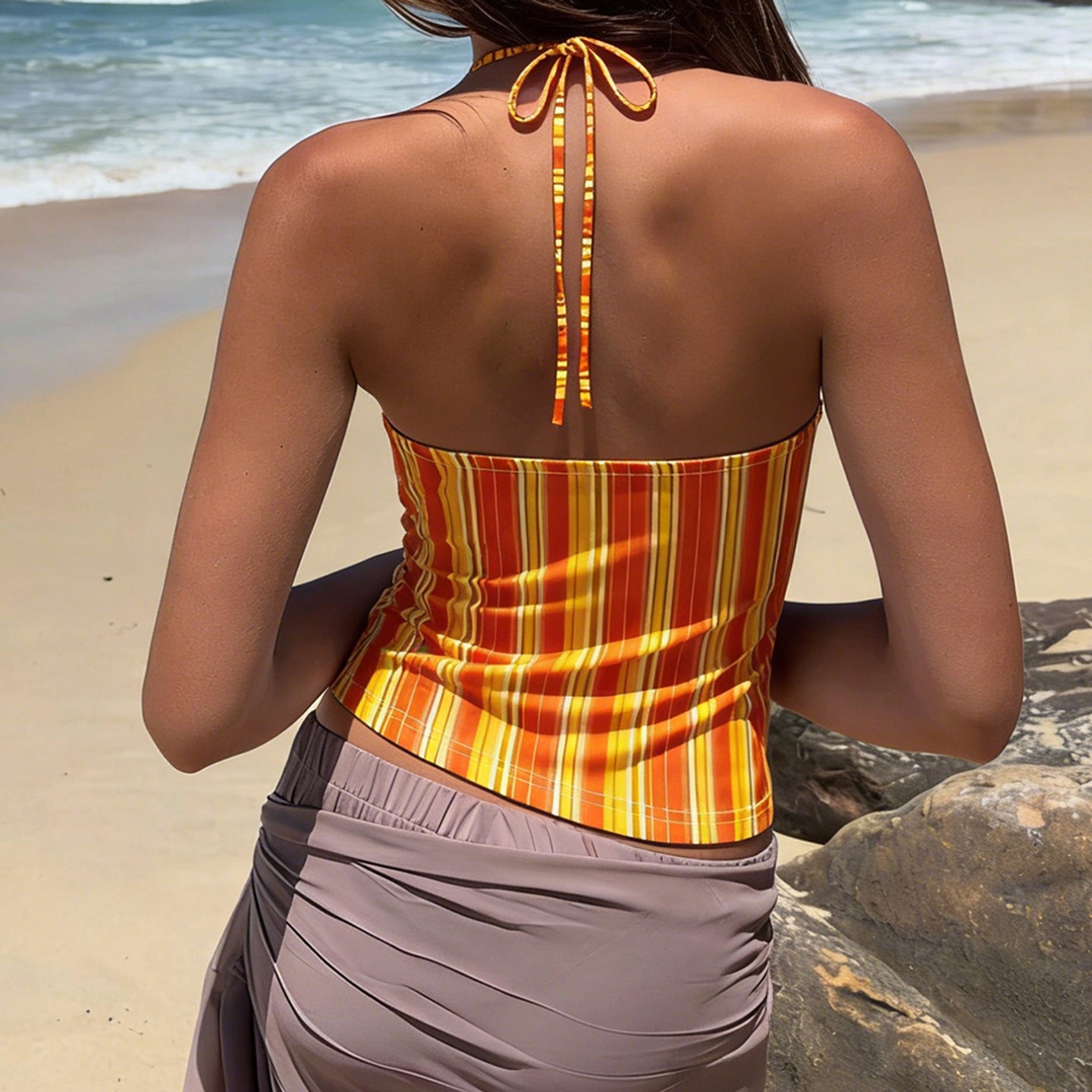 Damen Häkel-Details Strandtop R&B