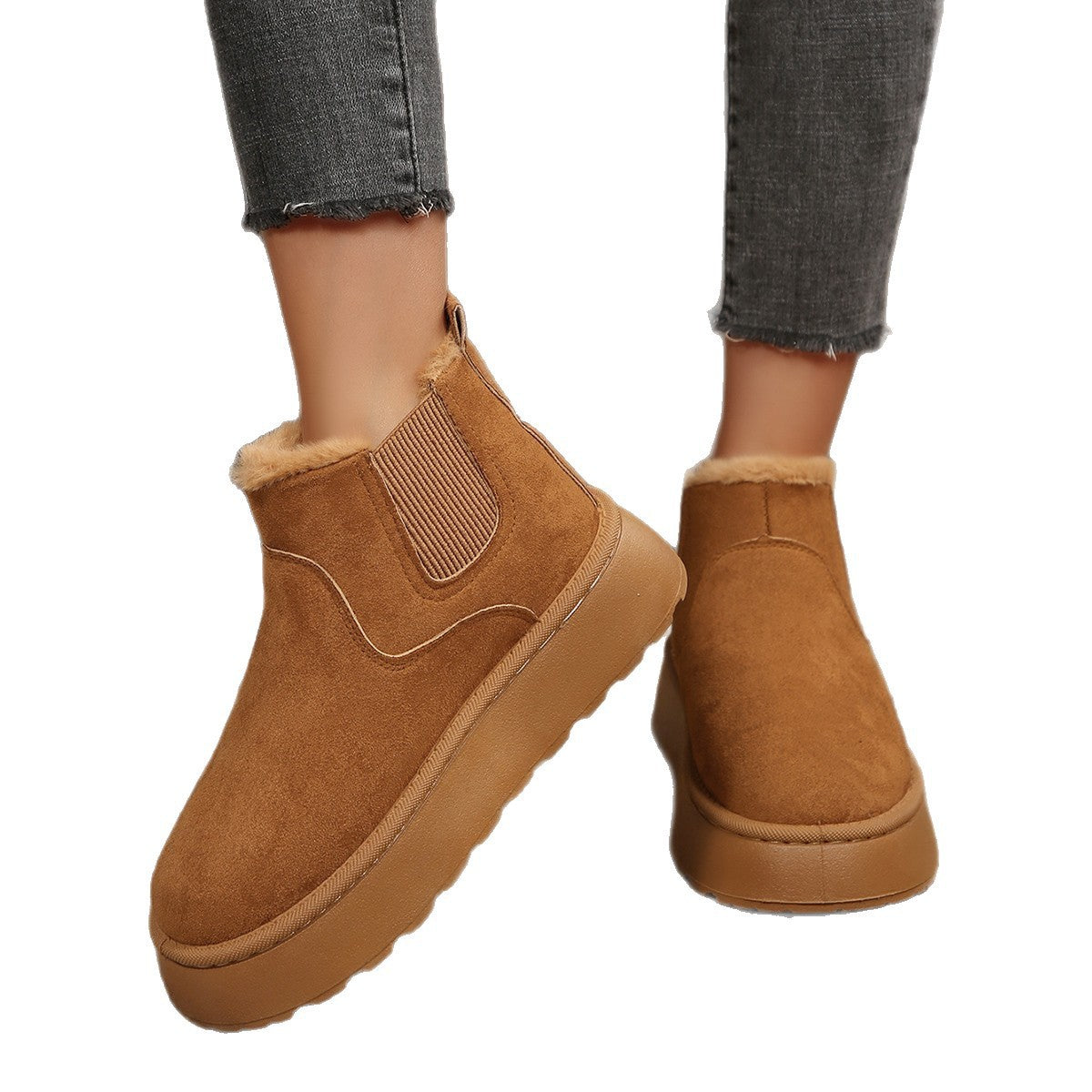 Damen Modische Ankle-Boots mit kuscheligem Futter und rutschfester Sohle R&B