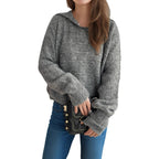 Damen lässiger Pullover mit voluminösen Ärmeln und modernem Strukturstrick R&B