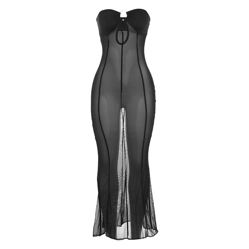 Damen Selbstbewusstes Strandkleid mit verführerischem Cut-Out und raffiniertem Knotendesign R&B