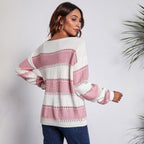 Damen Lässiger Strickpullover mit trendigem Streifenmuster und funkelnden Details R&B