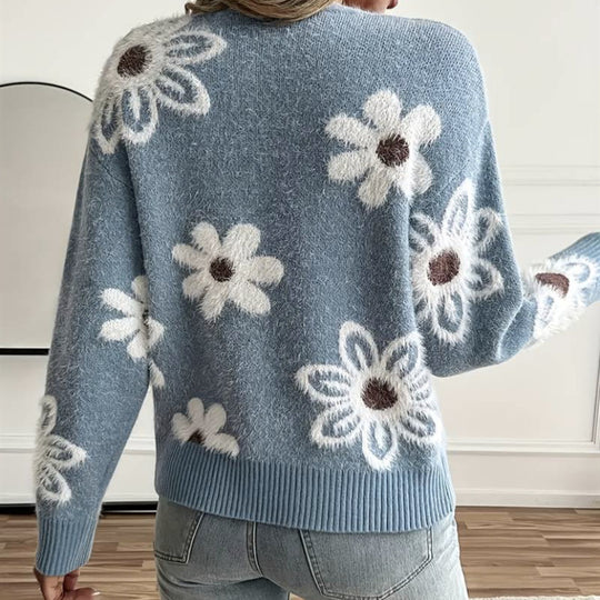 Damen Modischer Cardigan mit floralen Applikationen R&B