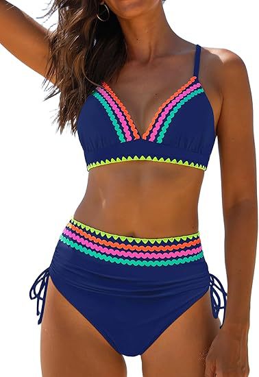 Damen Hochgeschnittener Bikini mit verspielten Zierdetails R&B