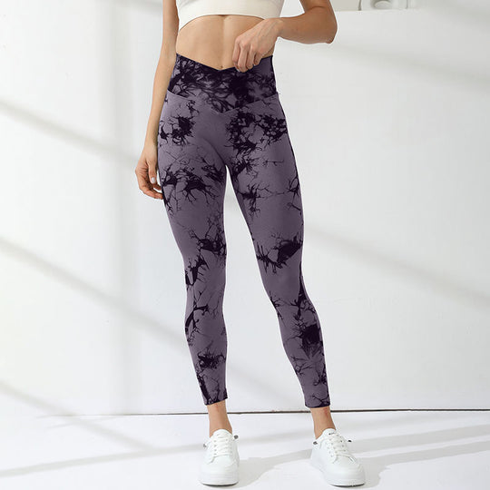 Damen Hochleistungs-Leggings mit innovativem Marmor-Design R&B
