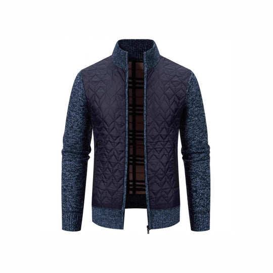 Herren Steppjacke mit hohem Kragen und eleganter Strickästhetik R&B