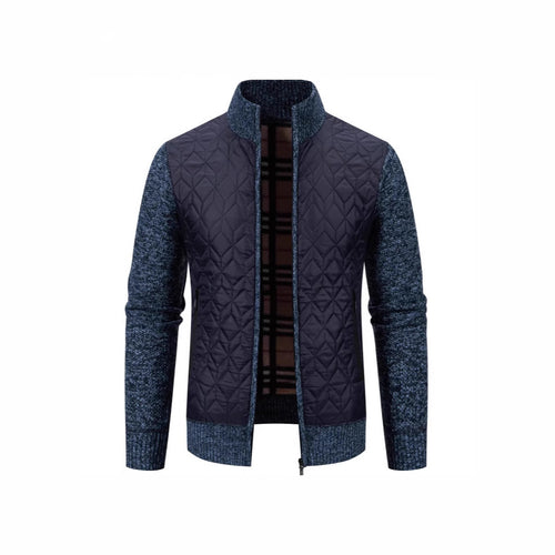 Herren Steppjacke mit hohem Kragen und eleganter Strickästhetik R&B