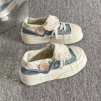 Damen Plattform-Sneaker mit floralem Innenfutter und gemütlichem Kragen