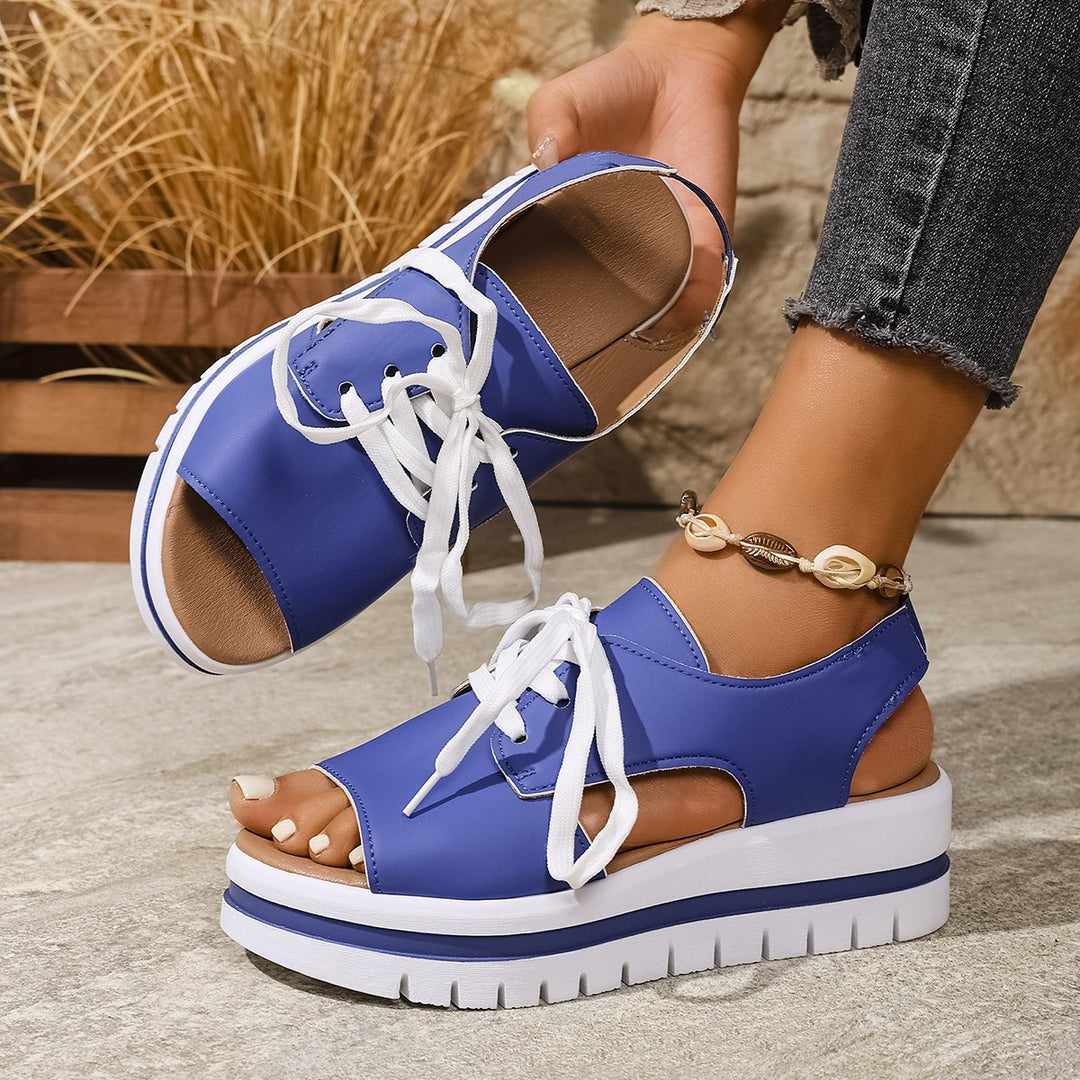 Damen sportliche Plateau-Sandalen mit atmungsaktivem Obermaterial und modischem Design R&B