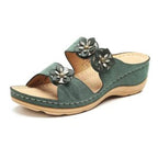 Damen Wedge-Sandalen mit floralen Applikationen und anatomischem Fußbett R&B
