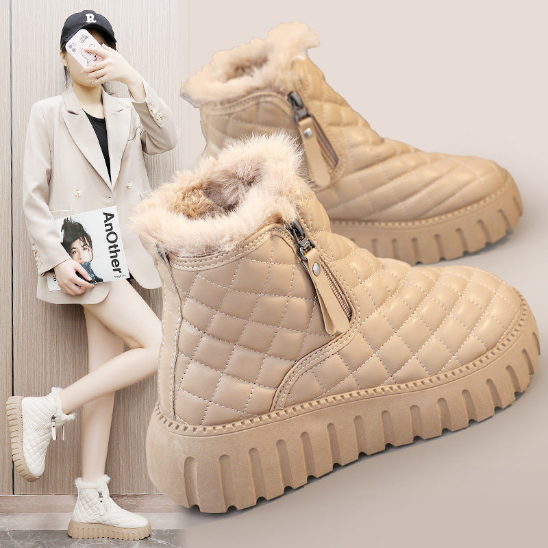 Damen Winterstiefel mit modischem Zipper-Design und kuscheligem Innenfutter R&B