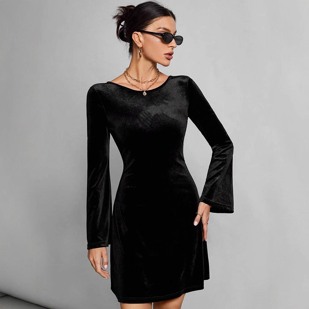 Damen figurbetontes Langarmkleid R&B