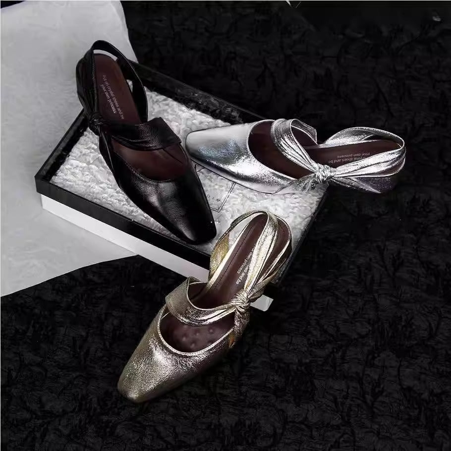 Damen Slingback-Pumps mit elegantem Knöchelriemen und modischem Glanz