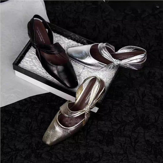 Damen Slingback-Pumps mit elegantem Knöchelriemen und modischem Glanz R&B