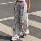 Damen Weitgeschnittene Print-Hose mit elastischem Bund R&B