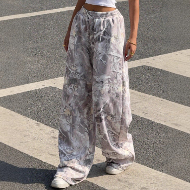 Damen Weitgeschnittene Print-Hose mit elastischem Bund R&B